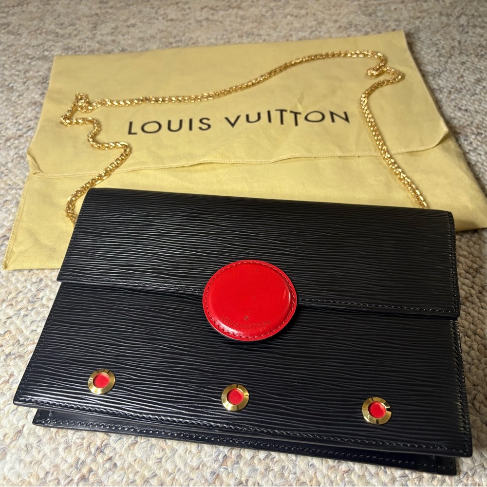 Louis Vuitton Vintage Black Epi Bag with Red Accents